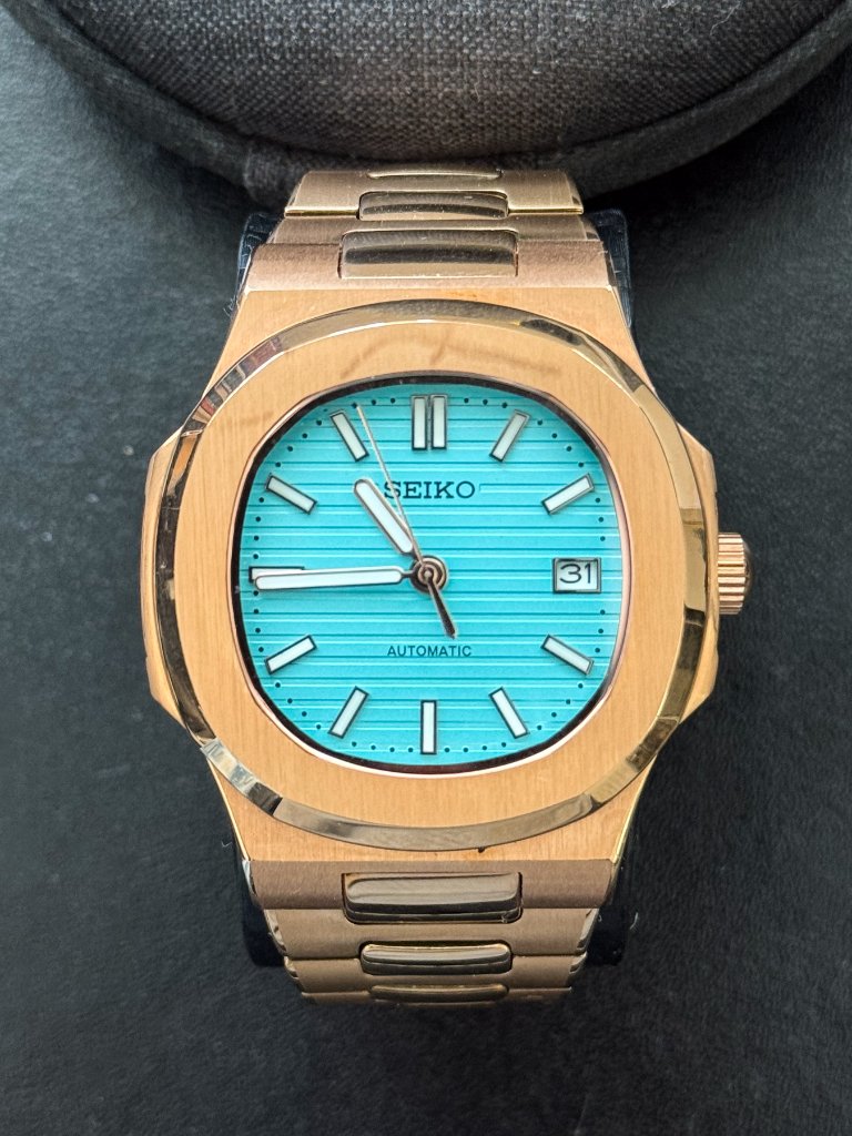 Seiko  Rose Gold  Tiffany Dial Nautilus Mod  Automatic Watch
